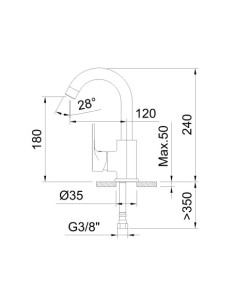 GRIFO MONOMANDO LAVABO 180MM CAÑO TUBO ROCKET 2