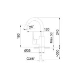 GRIFO MONOMANDO LAVABO 180MM CAÑO TUBO ROCKET