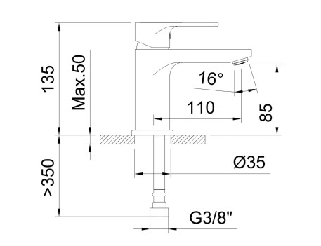 GRIFO MONOMANDO LAVABO 85MM ROCKET ELEGANTE