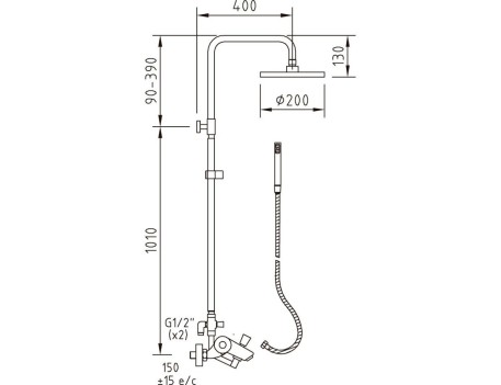 CONJ.TERMOSTÁTICO BAÑO-DUCHA EXTENSIBLE NINE URBAN 98640