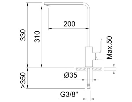 MONOMANDO FREGADERO CAÑO TUBO SAONA SLIM 60128