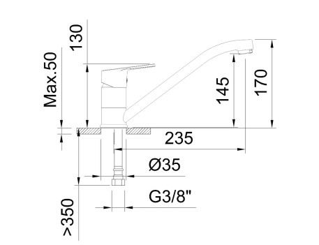 MONOMANDO FREGADERO HORIZONTAL GO! 145MM CROMO