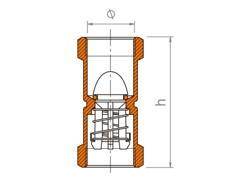 VÁLVULA RETENCIÓN KENT ROSCAR H-H 1 1/4 PULGADAS