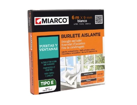 BURLETE CAUCHO TIPO E BLANCO 9MMX6M MIARCO