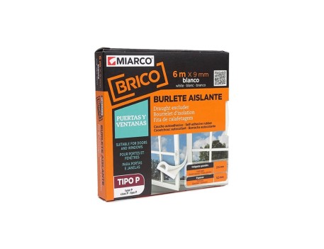 BURLETE CAUCHO TIPO P BLANCO 9MMX6M MIARCO