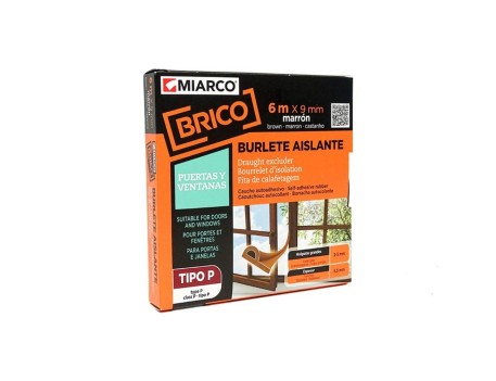 BURLETE CAUCHO TIPO P MARRÓN 9MM X 6M MIARCO
