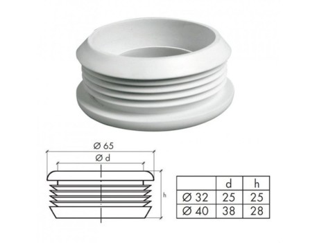 JUNTA CONEXIÓN TUBO WC 65X25 DIÁMETRO 32MM A-82