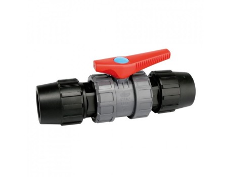 VÁLVULA DE ESFERA PVC DESMONTABLE 25MM ENLACE POLIETILENO