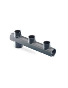 COLECTOR 3 VÍAS LATERAL PVC 50MM GRIS HIDROTEN
