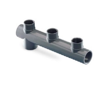 COLECTOR 3 VÍAS LATERAL PVC 50MM GRIS HIDROTEN