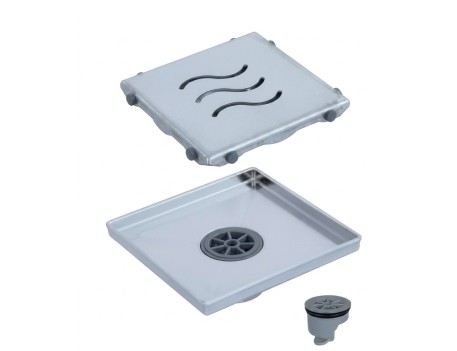 SUMIDERO SIFONADO INOX ONDA 150X150X54MM