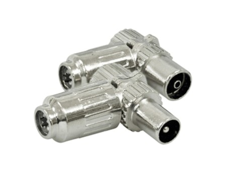 CONECTOR ACODADO TV MACHO COBRE