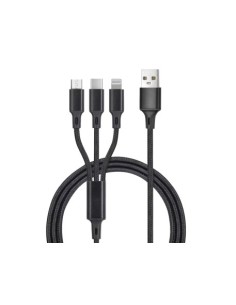 CABLE CARGADOR 3 EN 1 USB-C LIGHTNING MICRO USB 1.2M