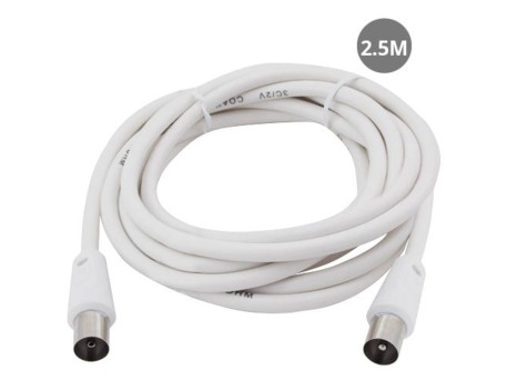 CABLE COAXIAL TV 3C2V MACHO-HEMBRA BLANCO 2.5M