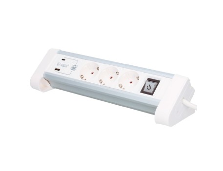 BASE MÚLTIPLE SOBREMESA 3 TOMAS USB-A USB-C BLANCA