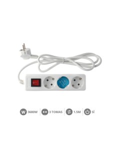 BASE MÚLTIPLE 3 TOMAS CON INTERRUPTOR 1,5M BLANCA