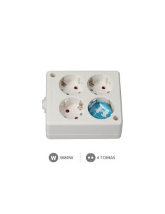 BASE MÚLTIPLE MEGA CUADRADA 4 TOMAS SIN CABLE