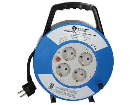 ENROLLACABLES CON ASA 4 TOMAS 15M CABLE 3X1.5MM