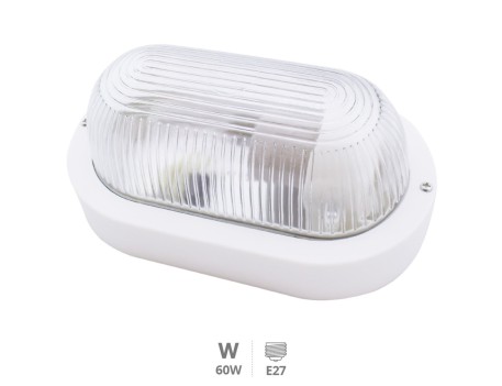APLIQUE OVALADO PLÁSTICO LISO E27 60W BLANCO