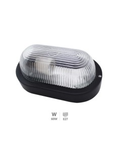 APLIQUE OVALADO PLÁSTICO LISO E27 60W NEGRO