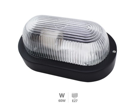 APLIQUE OVALADO PLÁSTICO LISO E27 60W NEGRO