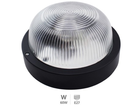 APLIQUE REDONDO PLÁSTICO LISO E27 60W NEGRO