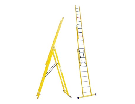 ESCALERA FIBRA TRANSFORMABLE 3 TRAMOS 10 PELD