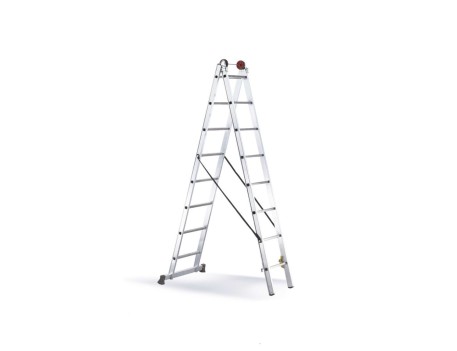 ESCALERA ALUMINIO TRANSFORMABLE 2 TRAMOS 16 PELDAÑOS