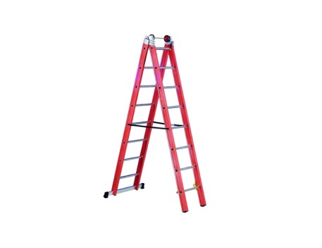 ESCALERA FIBRA VIDRIO TRANSFORMABLE 2 TRAMOS 8 PELD.