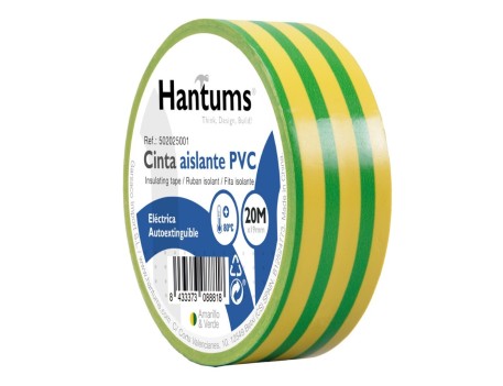 CINTA AISLANTE ELÉCTRICA PVC 19MMX20M AMARILLO-VERDE