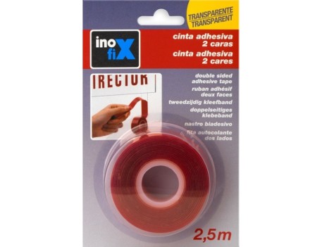 CINTA ADHESIVA DOBLE CARA TRANSPARENTE 19MMX2.5M