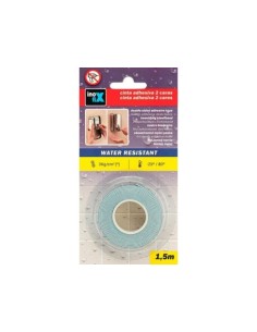 CINTA ADHESIVA DOBLE CARA RESISTENTE AGUA 19MMX1.5M 2