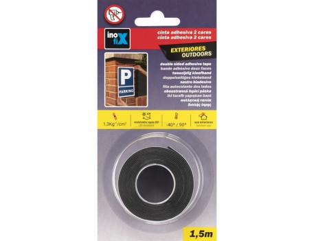 CINTA ADHESIVA DOBLE CARA EXTERIOR 19MMX1.5M NEGRA