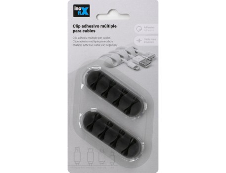 CLIP ADHESIVO MÚLTIPLE PARA CABLES NEGRO