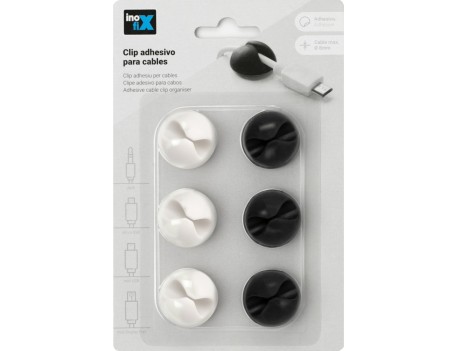 CLIP ADHESIVO PARA CABLES BLANCO/NEGRO