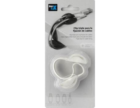 CLIP TRIPLE PARA CABLES BLANCO