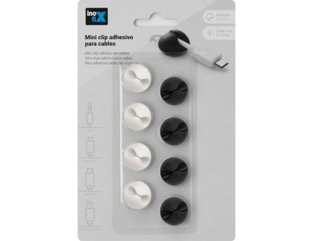 MINI CLIP ADHESIVO CABLES BLANCO/NEGRO
