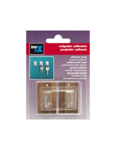 GANCHO ADHESIVO ACERO INOXIDABLE BLISTER 2 UDS 2