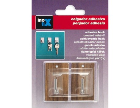 GANCHO ADHESIVO ACERO INOXIDABLE BLISTER 2 UDS