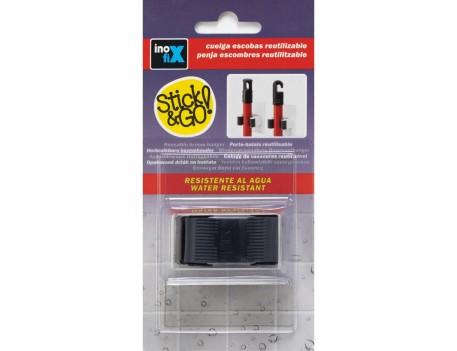 COLGADOR REMOVIBLE ADHESIVO ESCOBAS NEGRO