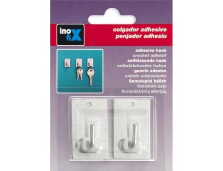 GANCHO ADHESIVO ACERO INOXIDABLE 2 UNIDADES