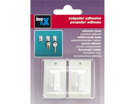 GANCHO ADHESIVO BLANCO 2 UNIDADES ACERO INOX