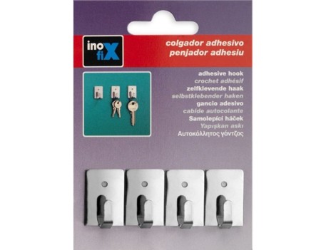 GANCHO ADHESIVO ACERO INOXIDABLE 4 UNIDADES