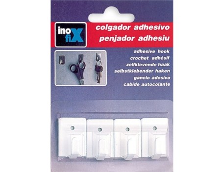 GANCHO ADHESIVO BLANCO 4 UNIDADES ACERO INOX