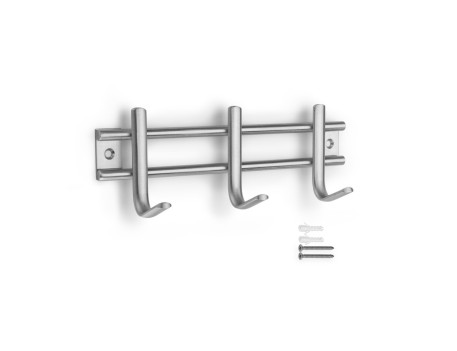 COLGADOR PARED ACERO INOXIDABLE 3 GANCHOS