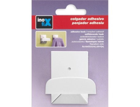 COLGADOR ADHESIVO BLANCO BASE ACERO INOXIDABLE