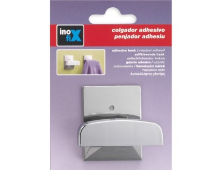 COLGADOR ADHESIVO CROMADO BASE INOX - 1 UNIDAD