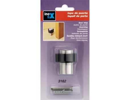 TOPE PUERTA ALTO ACERO INOX CON AMORTIGUADOR CAUCHO