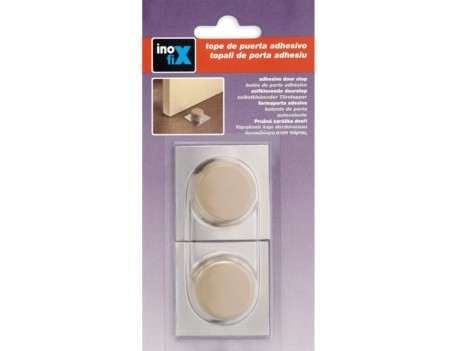 TOPE PUERTA ADHESIVO BEIGE BASE METÁLICA 2 UDS