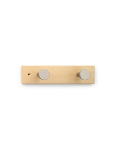COLGADOR PARED MADERA HAYA 2 POMOS NATURAL